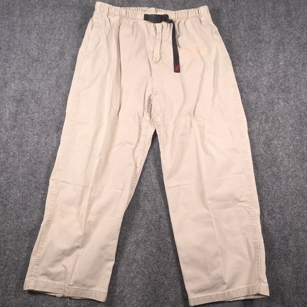 VTG Gramicci Pants Mens M (32x26) Beige Belted Elastic Waist Made in USA